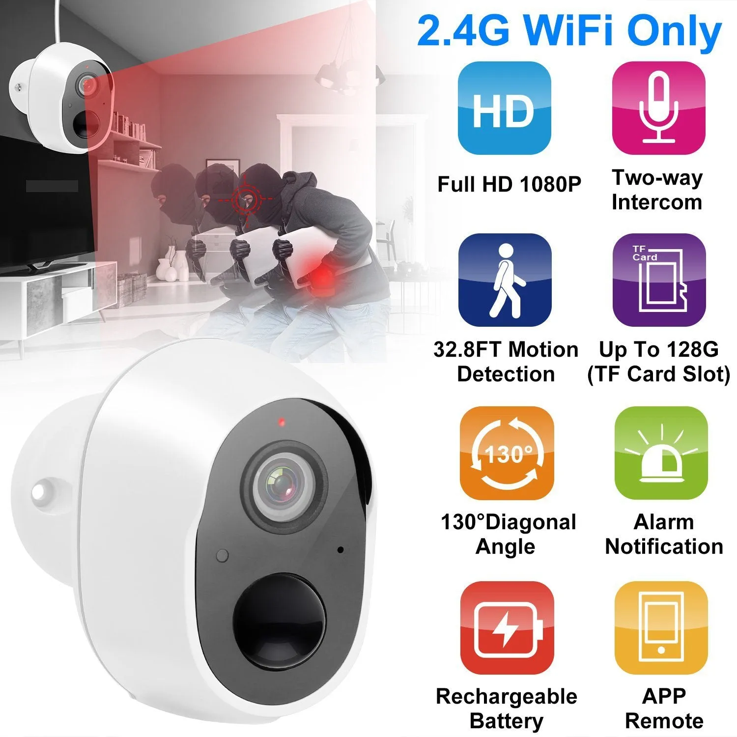 1080P FHD WiFi IP Two-Way Audio Security Surveillance Camera