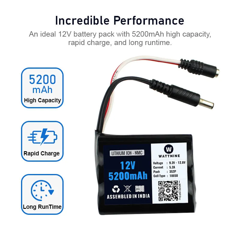 12V 5200mAh Lithium ion Battery with 1 year Warranty