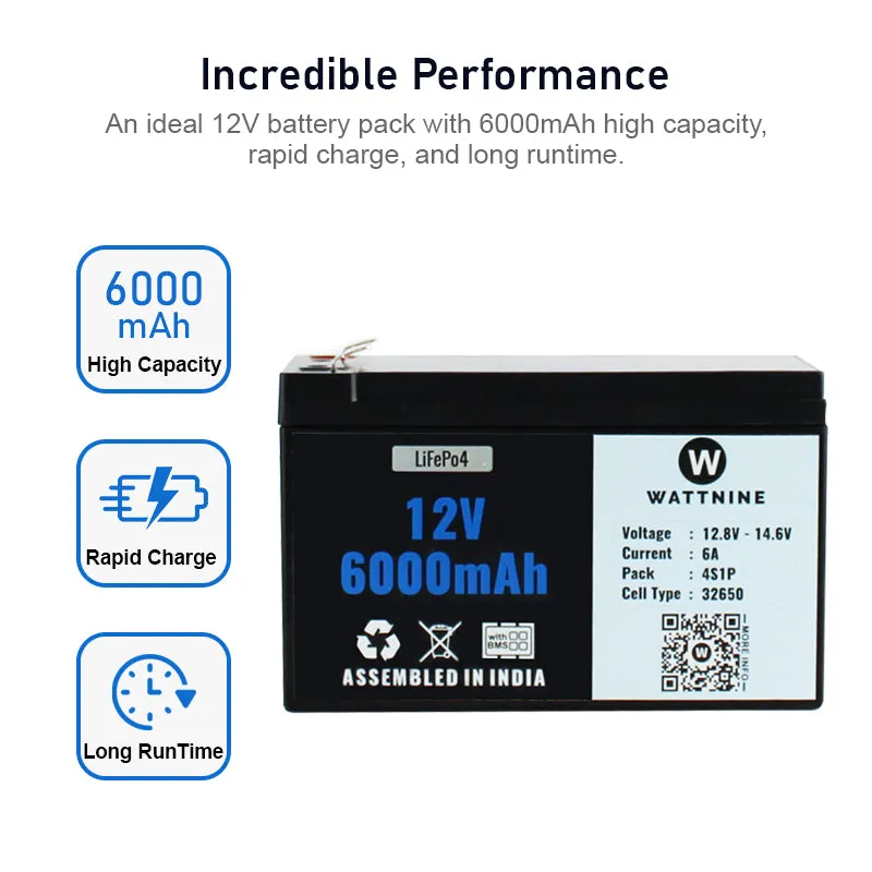 12V 6Ah Lithium(LiFePo4) Battery with Warranty