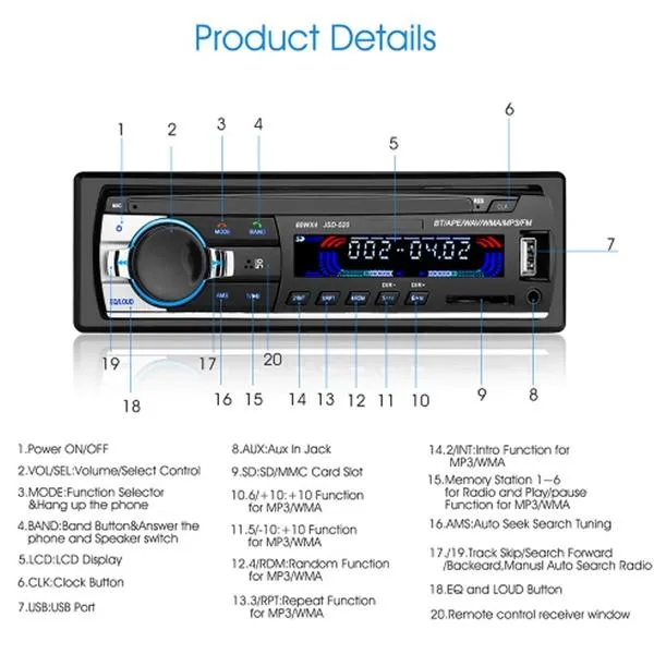12V Bluetooth Car Stereo
