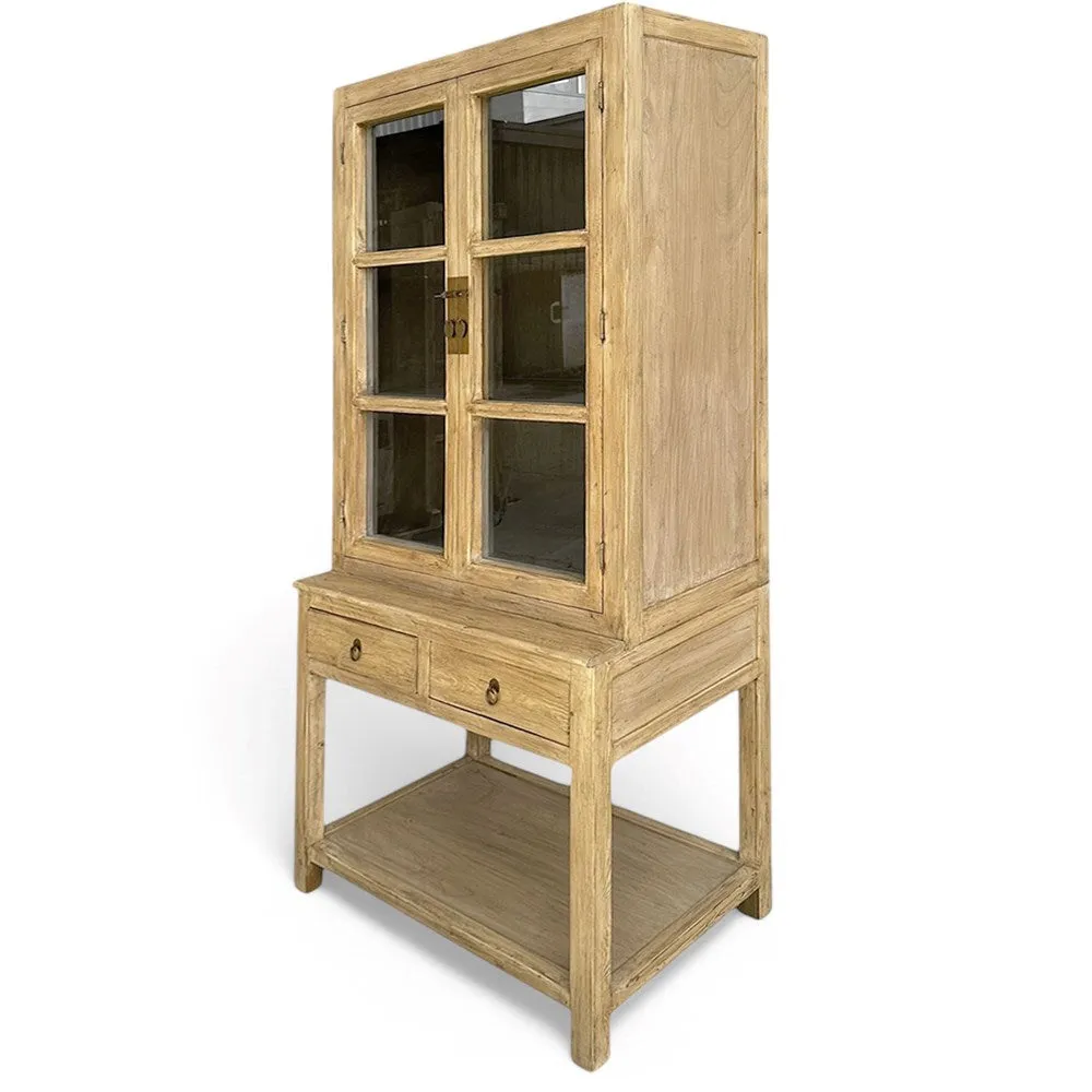 2 Door Glass Window Tall Cabinet