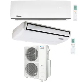 2-Zone Klimaire 21.1 SEER2 Multi Split Wall Mount Floor-ceiling Air Conditioner Heat Pump System 12 24
