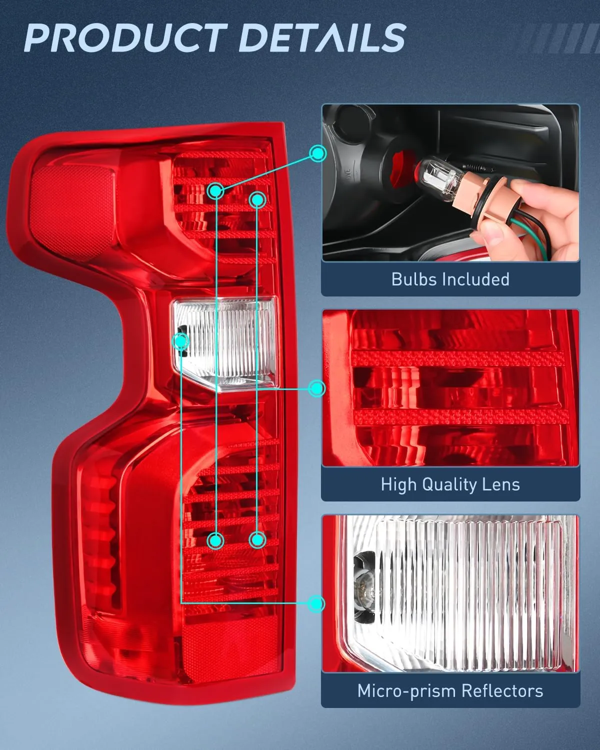 2019-2023 Chevy Silverado 1500 2020-2023 Silverado 2500HD 3500HD Tail light Assembly Rear Lamp Replacement OE Style Driver Passenger Side
