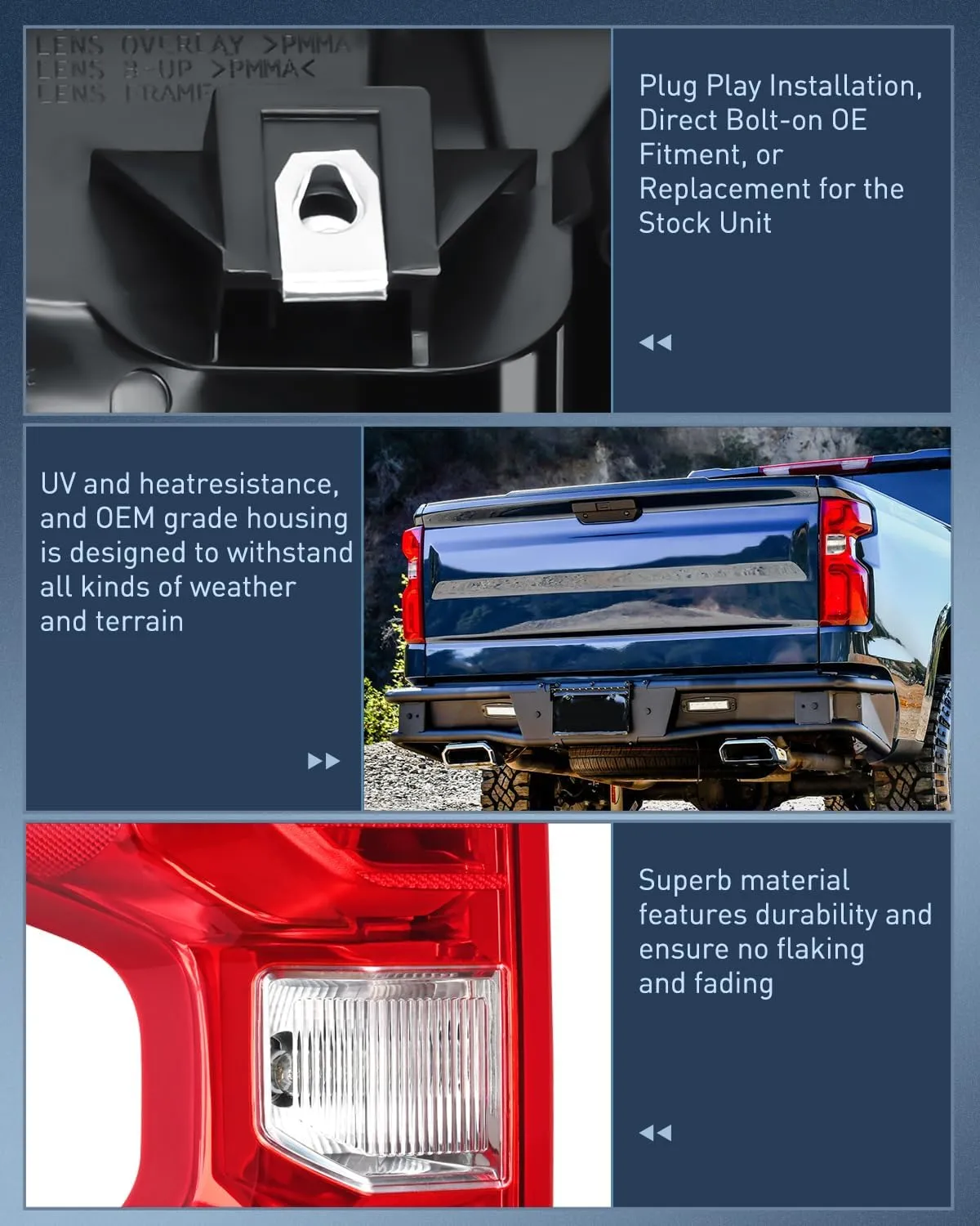 2019-2023 Chevy Silverado 1500 2020-2023 Silverado 2500HD 3500HD Tail light Assembly Rear Lamp Replacement OE Style Driver Passenger Side
