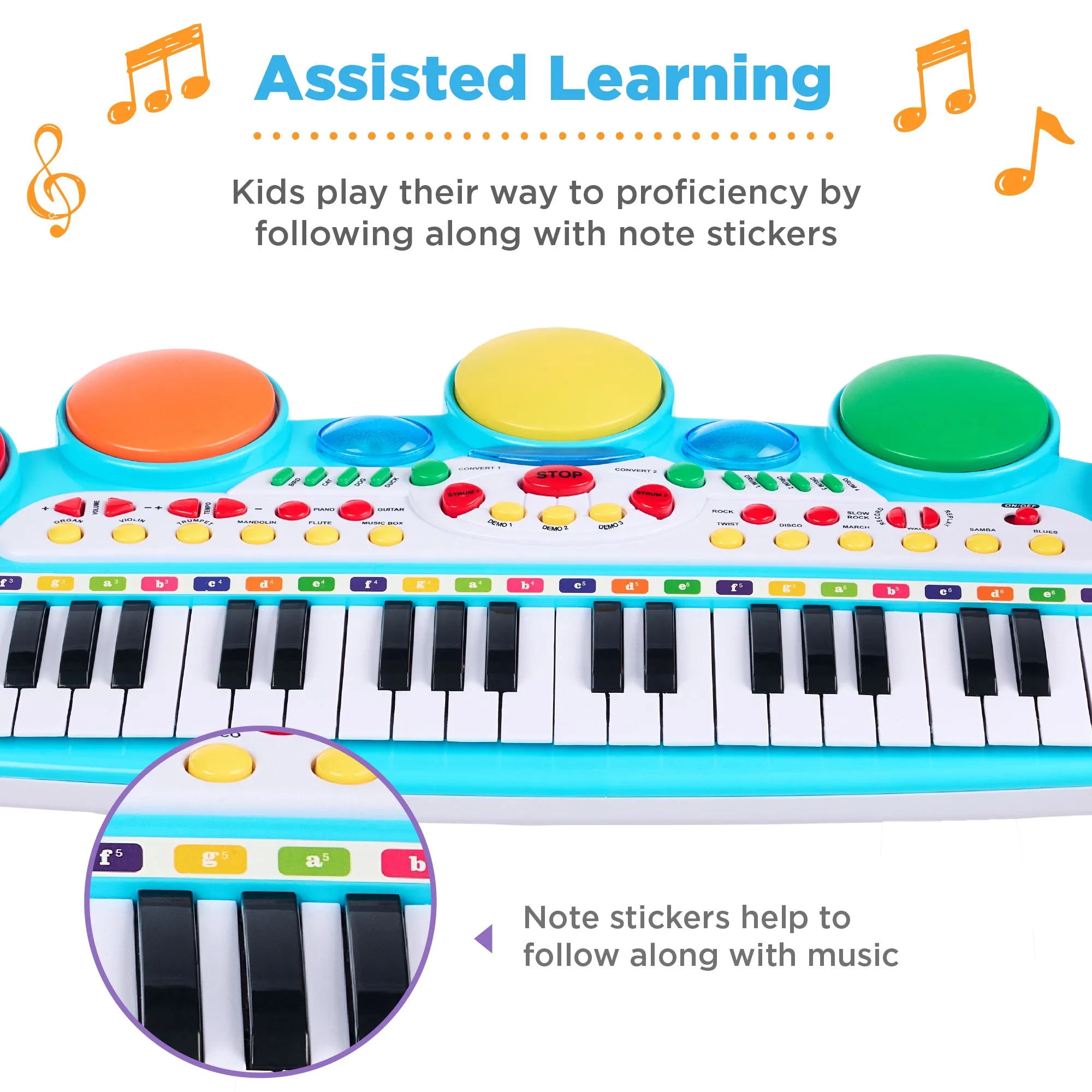 37-Key Kids Electric Keyboard w/ Microphone, Stool