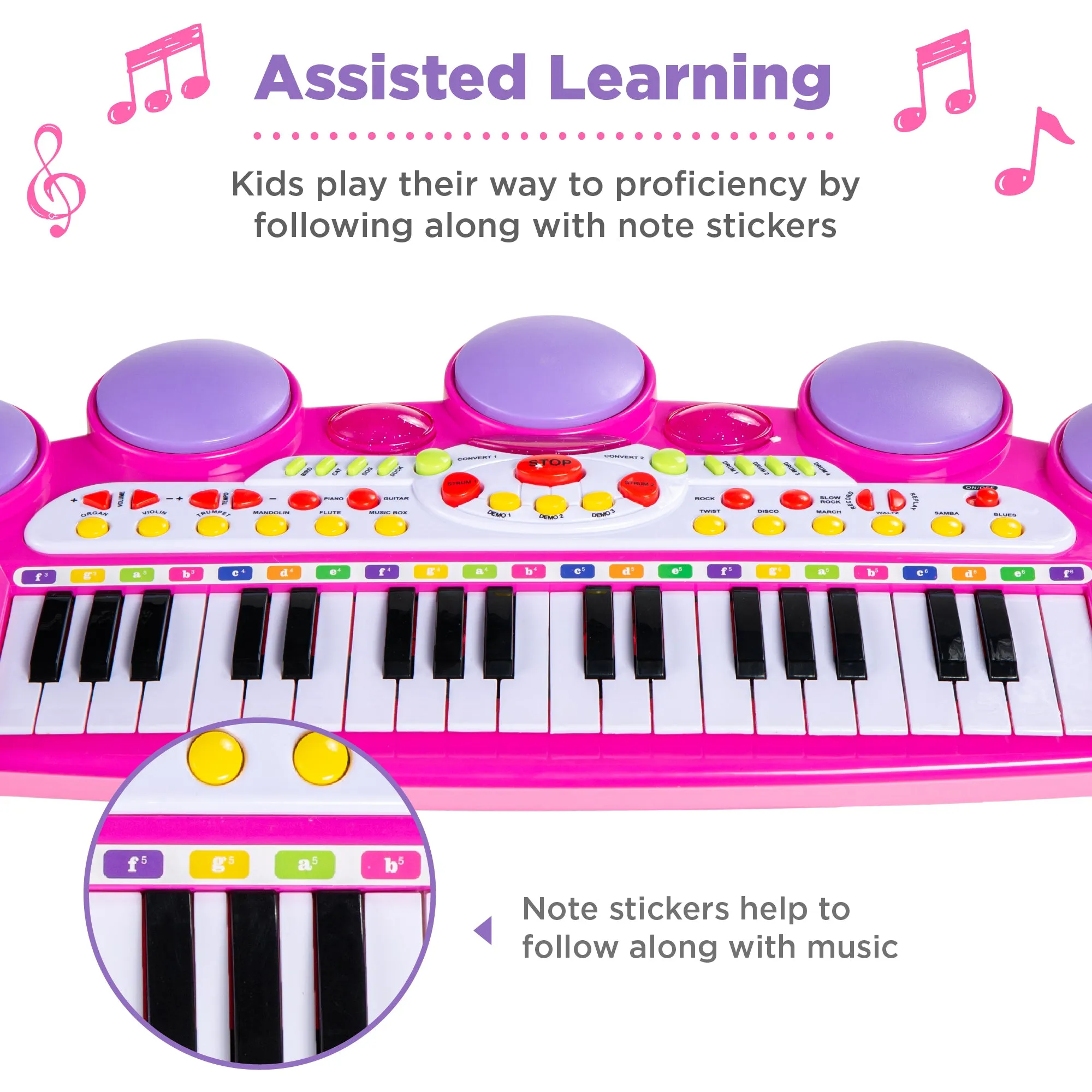 37-Key Kids Electric Keyboard w/ Microphone, Stool