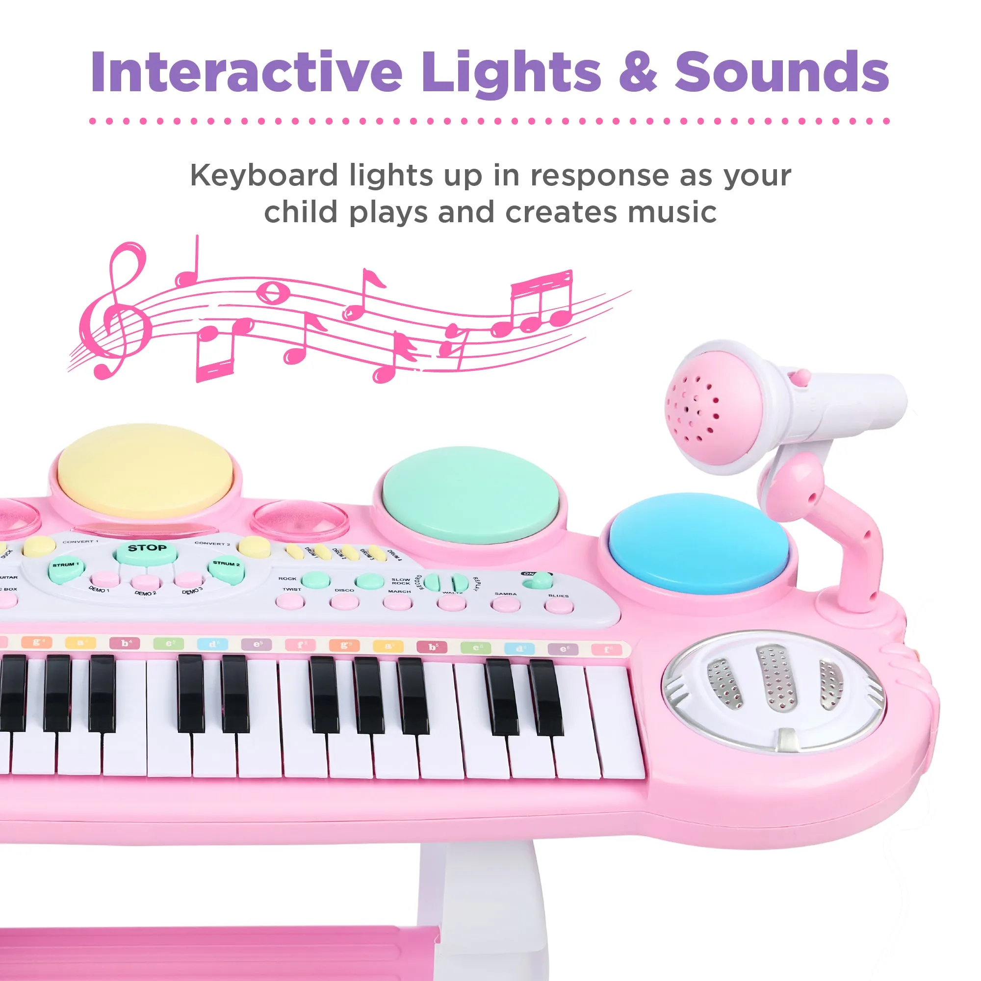 37-Key Kids Electric Keyboard w/ Microphone, Stool