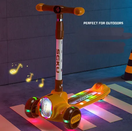 3in1 Kids Foldable Scooter With Light & Music - Orange