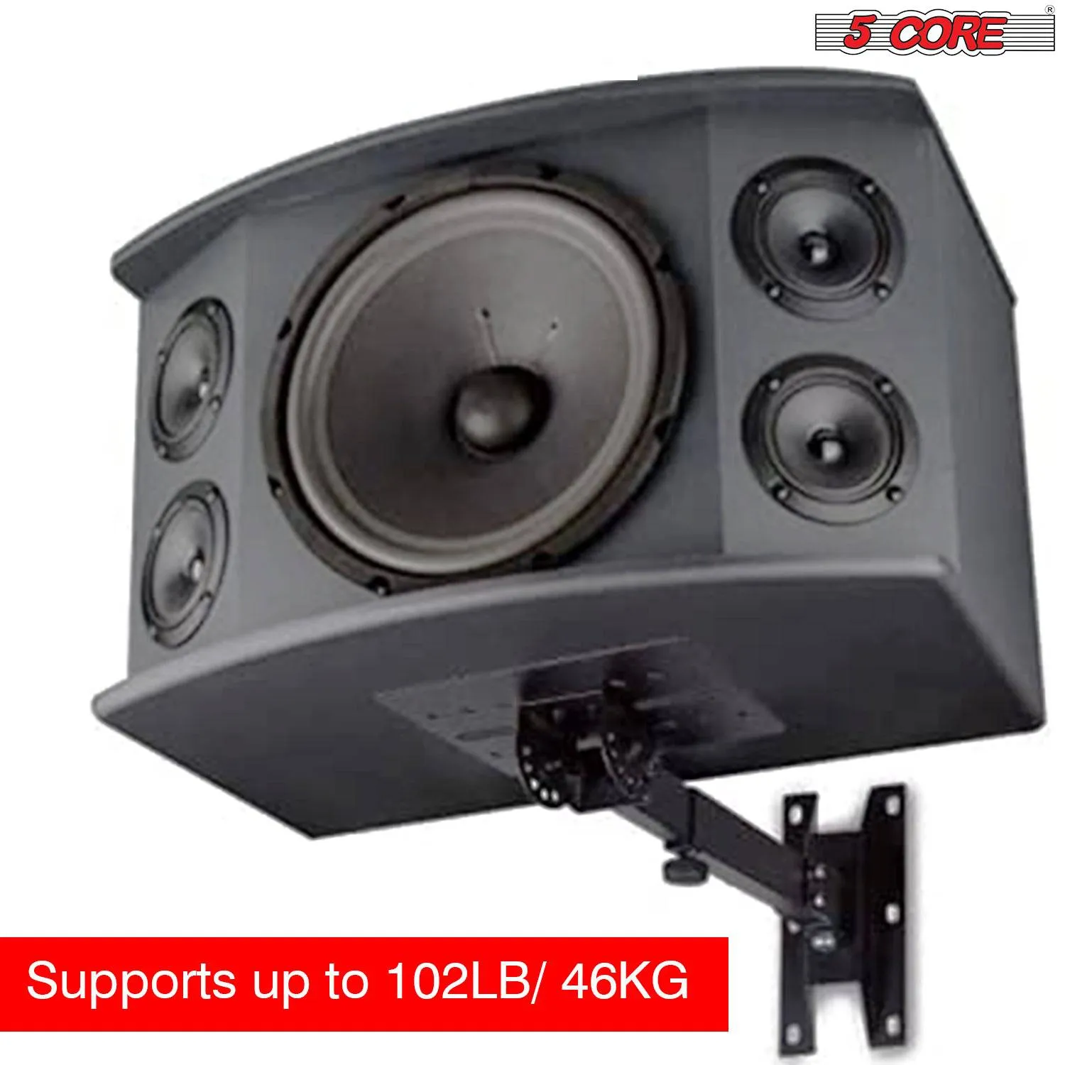 5Core 2 Pack Speaker Wall Mount Stand Bookshelf Pair Rotatable Angle
