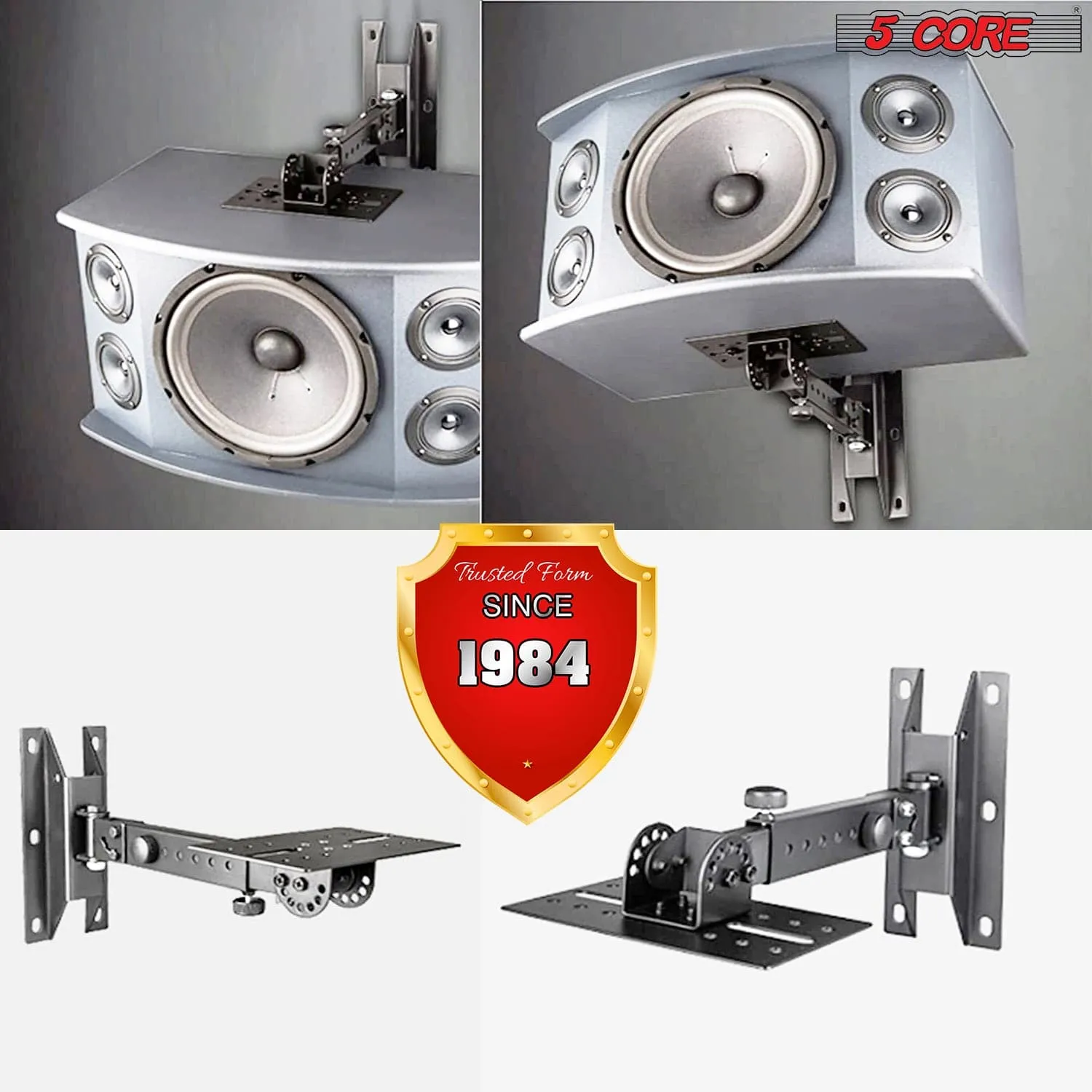 5Core 2 Pack Speaker Wall Mount Stand Bookshelf Pair Rotatable Angle