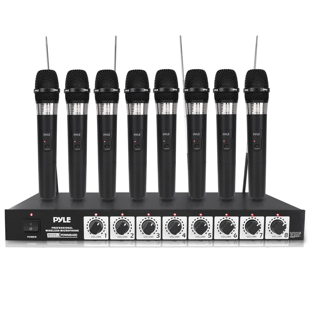 8 Mic Professional Handheld Vhf Wireless Microphone System