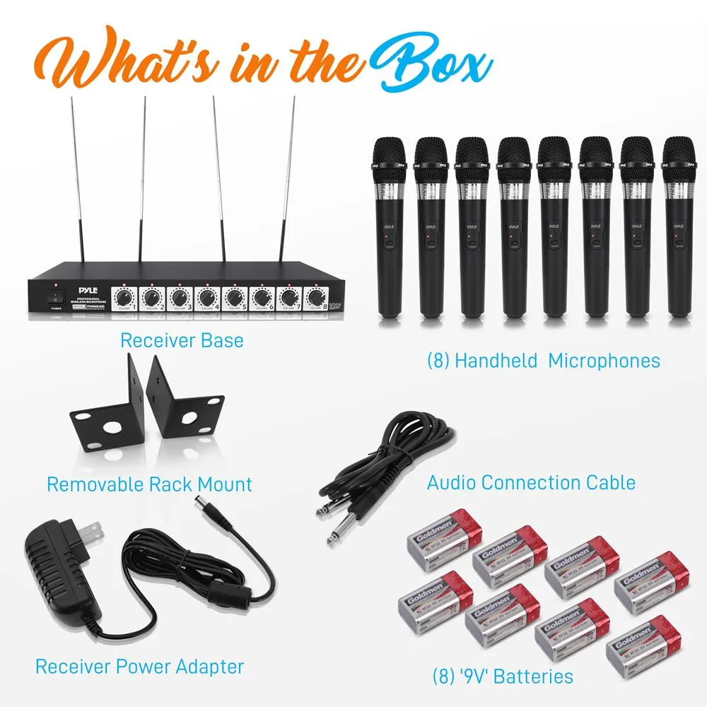 8 Mic Professional Handheld Vhf Wireless Microphone System