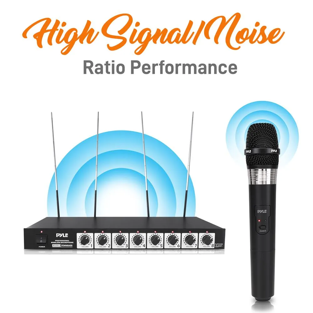 8 Mic Professional Handheld Vhf Wireless Microphone System