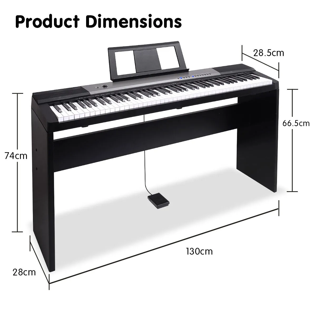 88-Key Touch Electronic Keyboard Piano w/ Stand, Karrera