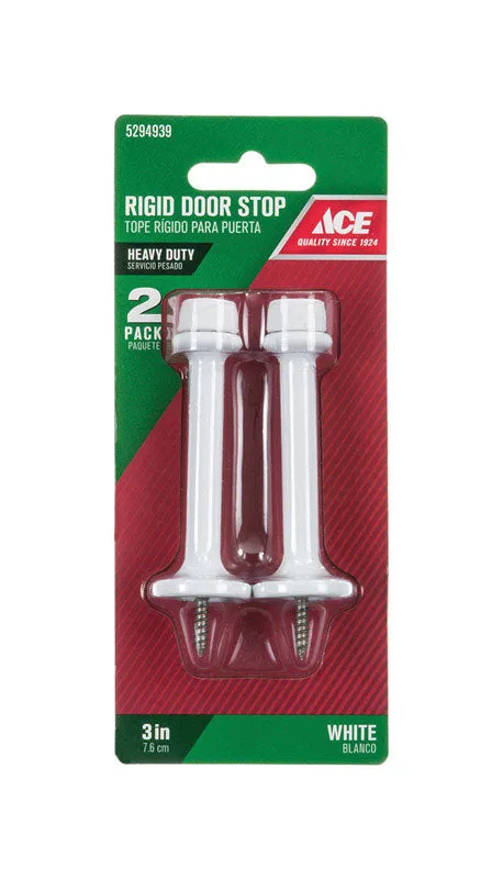Ace 3 in. W Metal White Rigid Door Stop Mounts to door and wall