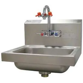 Advance Tabco® Hand Sink With Eye Wash Faucet, 17-1/4"L x 15-1/4"W x 13"H Overall