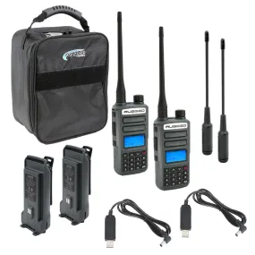 ADVENTURE PACK -  2 PACK - GMR2 PLUS GMRS and FRS Two Way Handheld Radios with XL Batteries and Long Range Antennas - Grey