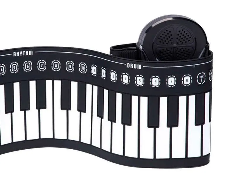 ANDOWL Portable Roll-Up Keyboard Built-In Speaker Black S747