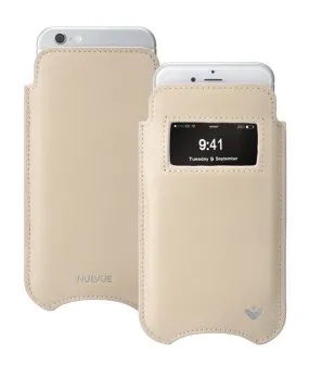 Apple iPhone 14 Pro Max Sleeve Case Ivory Napa Leather Screen Cleaning Sanitizing Lining Smart Window