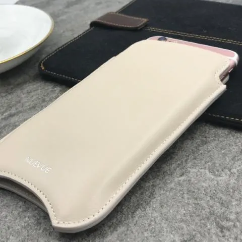 Apple iPhone 14 Pro Max Sleeve Case Ivory Napa Leather Screen Cleaning Sanitizing Lining Smart Window