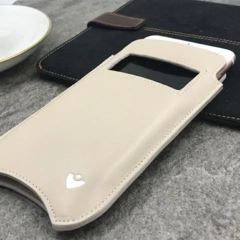 Apple iPhone 14 Pro Max Sleeve Case Ivory Napa Leather Screen Cleaning Sanitizing Lining Smart Window