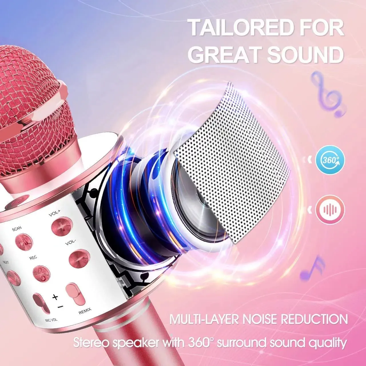 ATOPDREAM MKEGIR01 Kids Microphone Girls Toys Bluetooth Microphone, Pink