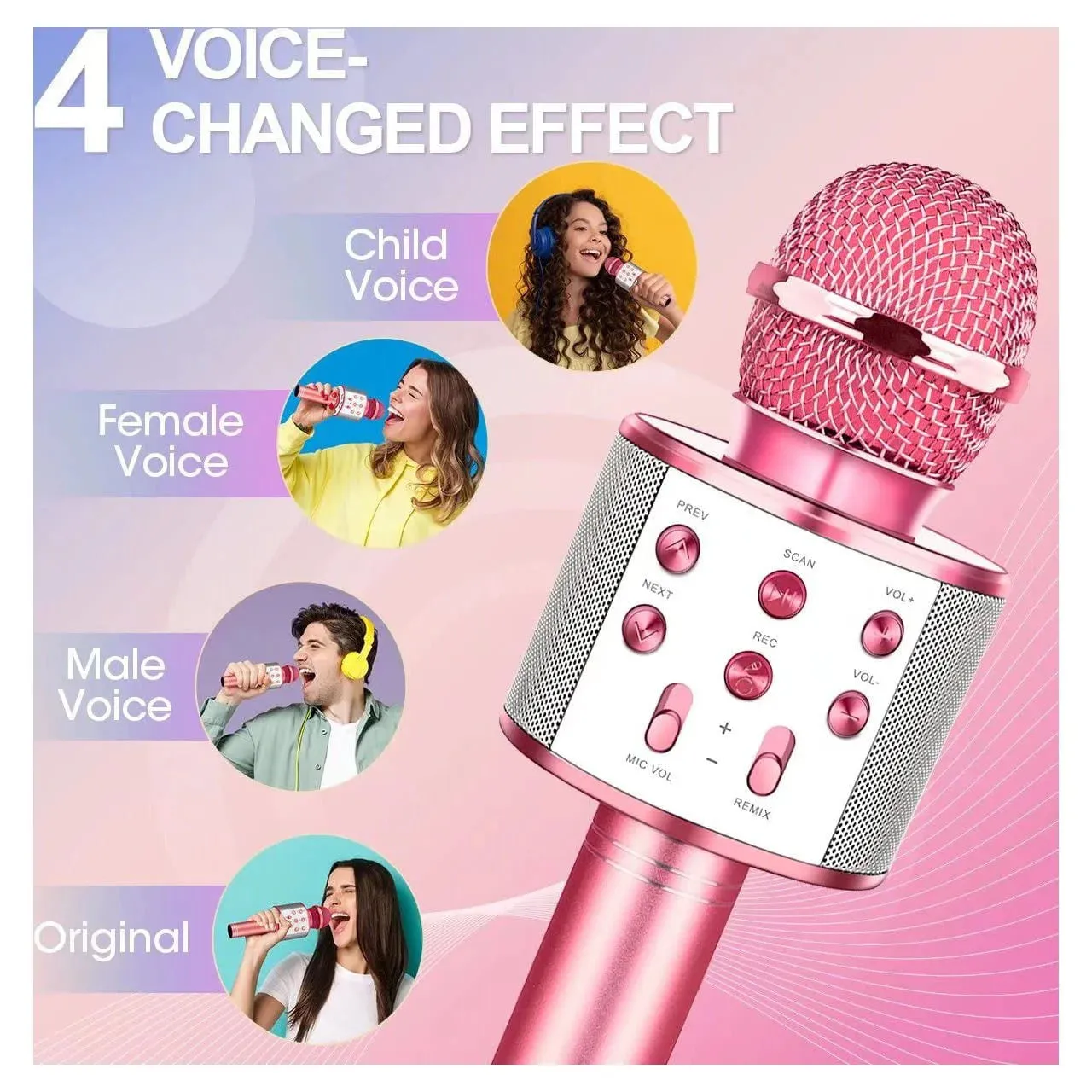 ATOPDREAM MKEGIR01 Kids Microphone Girls Toys Bluetooth Microphone, Pink