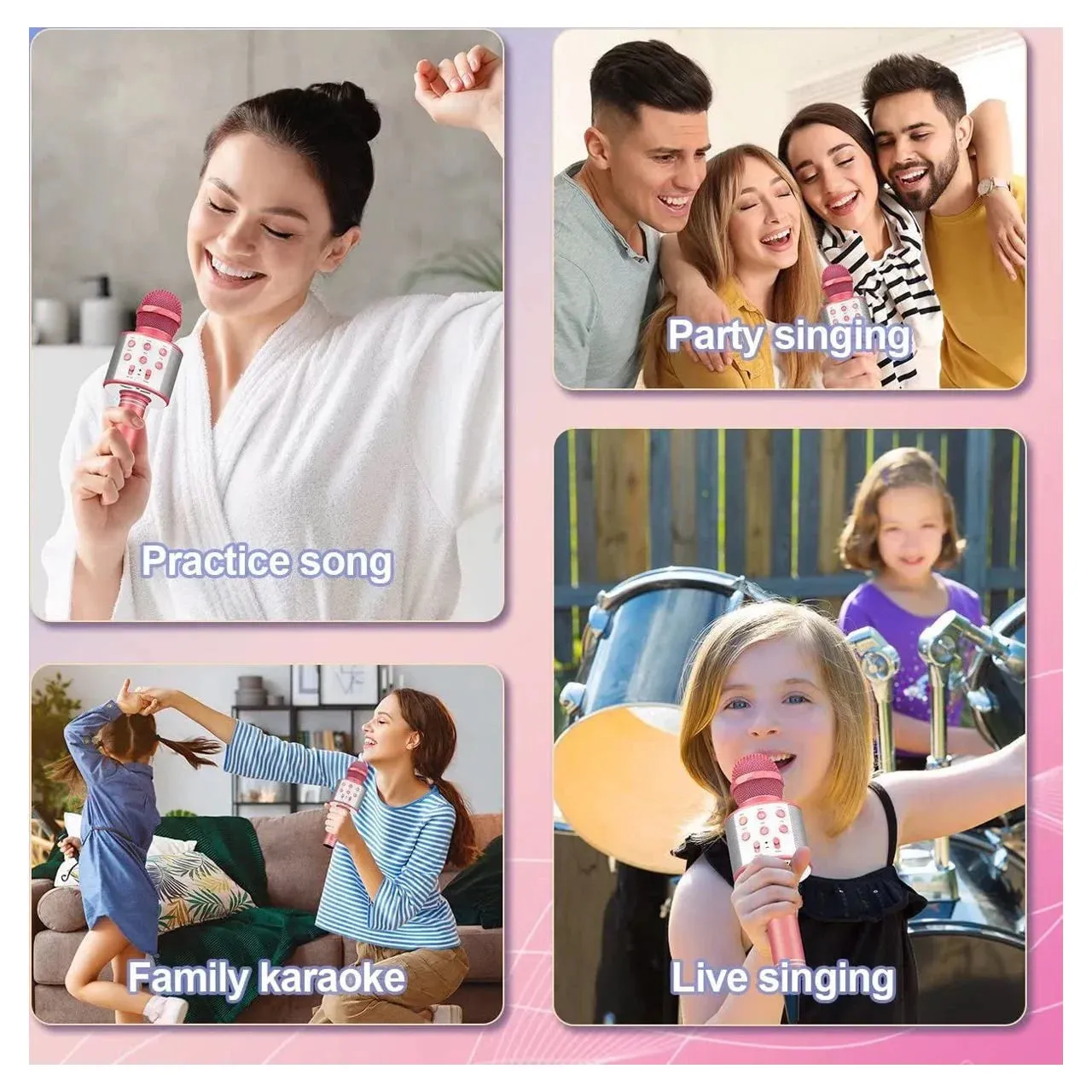ATOPDREAM MKEGIR01 Kids Microphone Girls Toys Bluetooth Microphone, Pink
