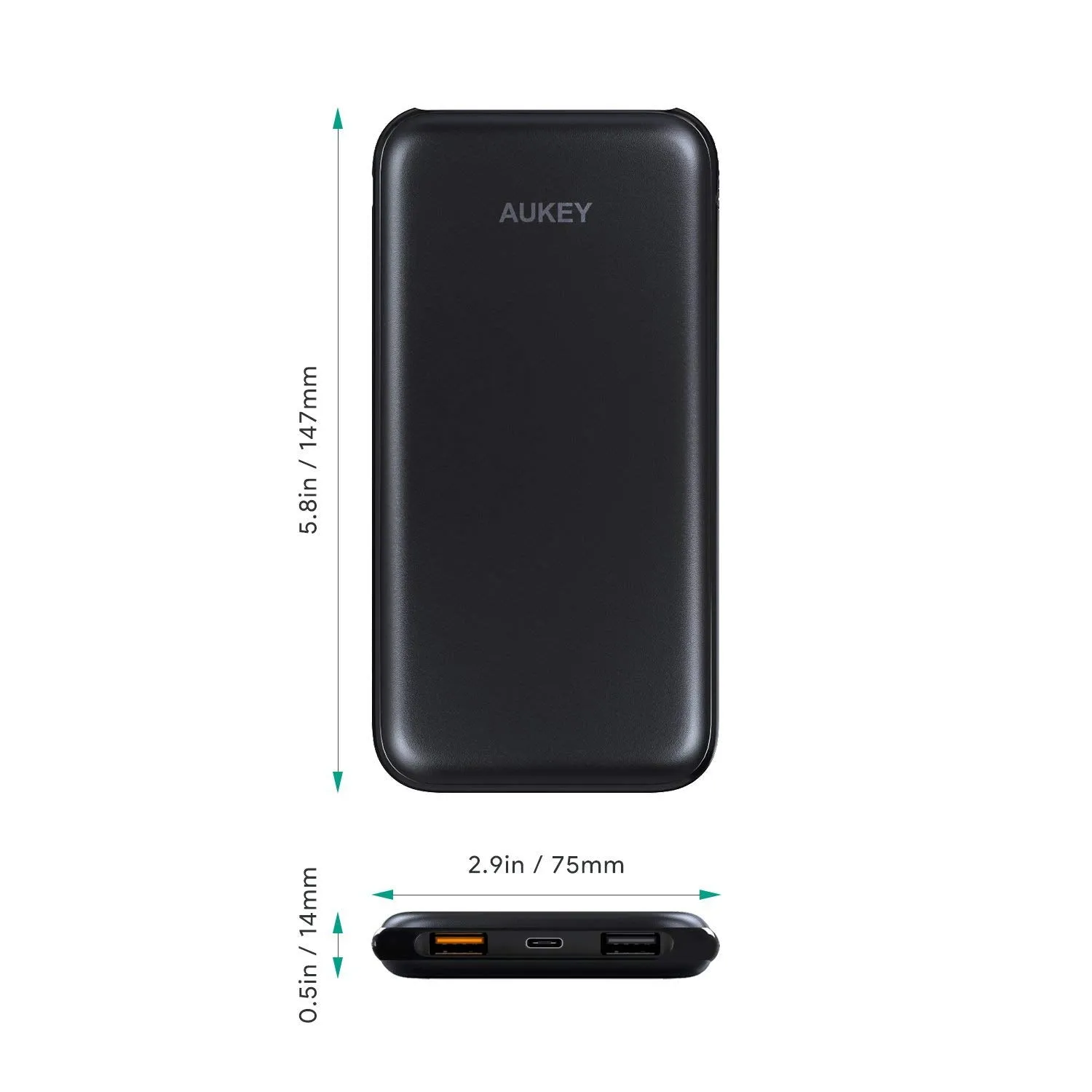 AUKEY 10000mAh USB-C PD Port Slim External Battery Power Bank