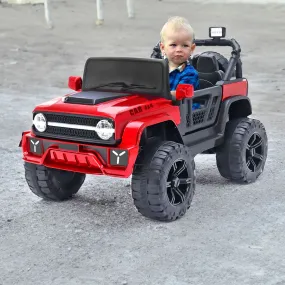 Baby Moo Ride On Jeep For Kids With Rechargeable 12V Battery Remote Control Double Seat - Red
