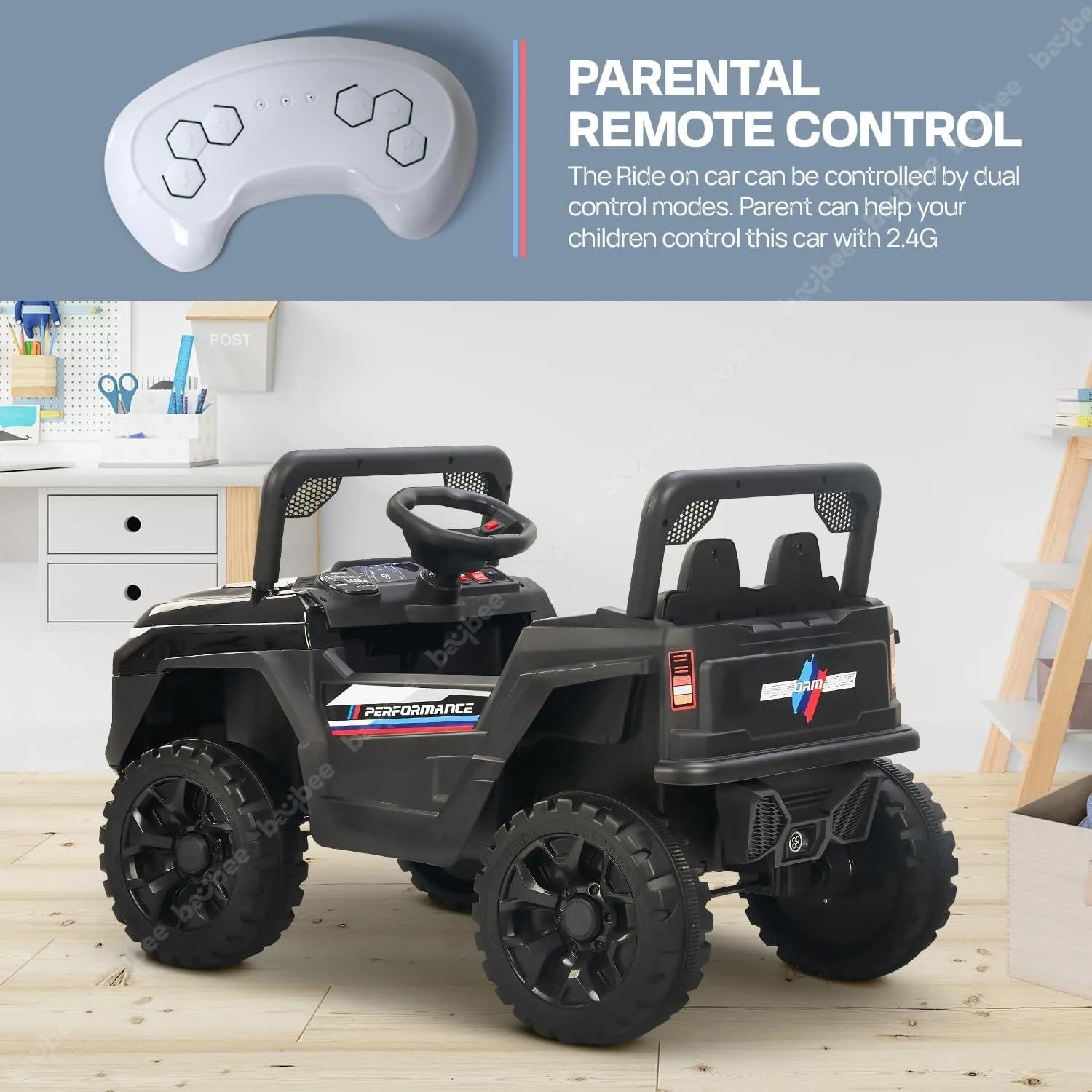 Baybee Alfton Battery Operated Jeep for Kids, Ride on Toy Kids Car with RGB Light & Music