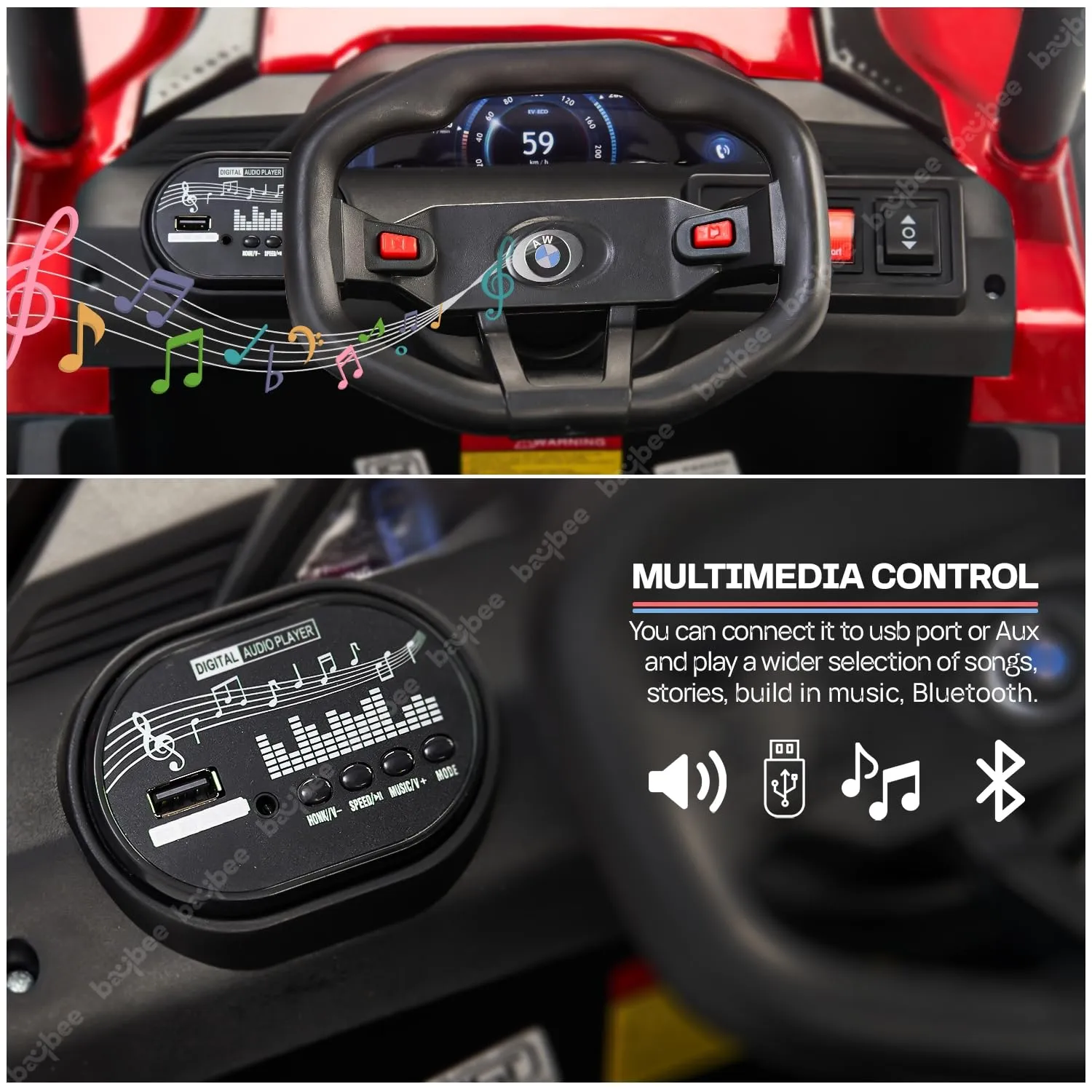 Baybee Alfton Battery Operated Jeep for Kids, Ride on Toy Kids Car with RGB Light & Music