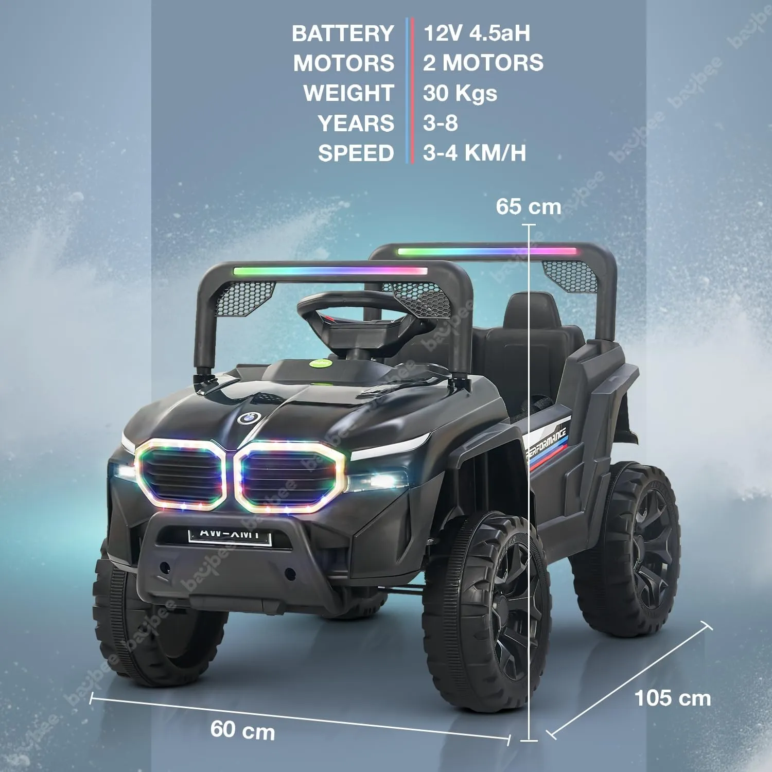Baybee Alfton Battery Operated Jeep for Kids, Ride on Toy Kids Car with RGB Light & Music