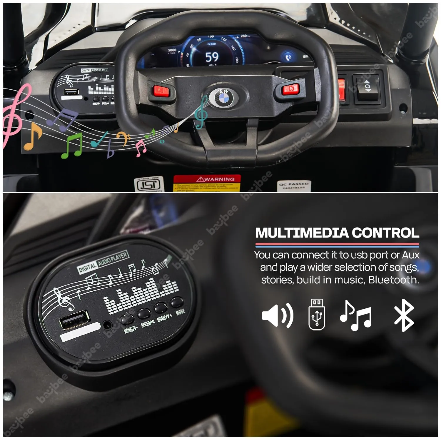 Baybee Alfton Battery Operated Jeep for Kids, Ride on Toy Kids Car with RGB Light & Music