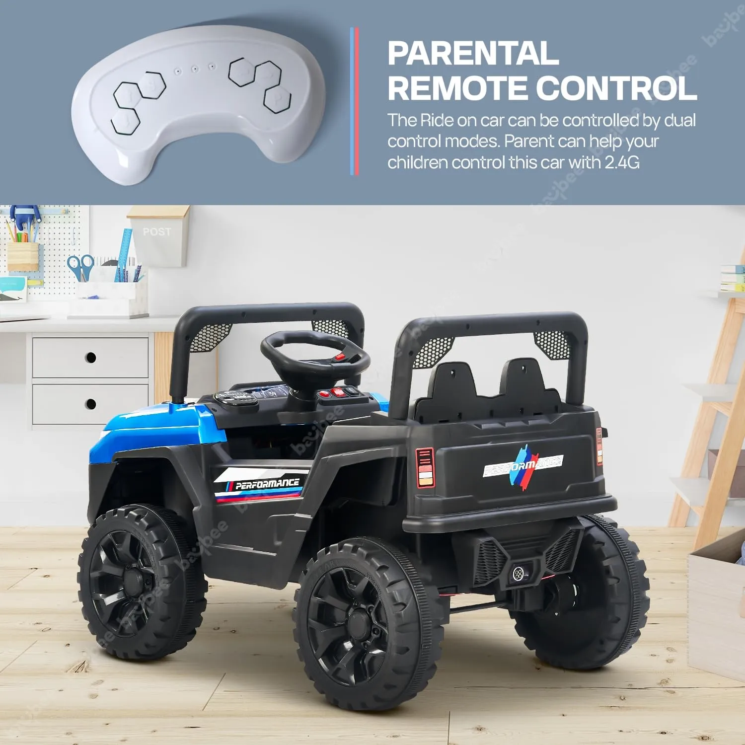 Baybee Alfton Battery Operated Jeep for Kids, Ride on Toy Kids Car with RGB Light & Music