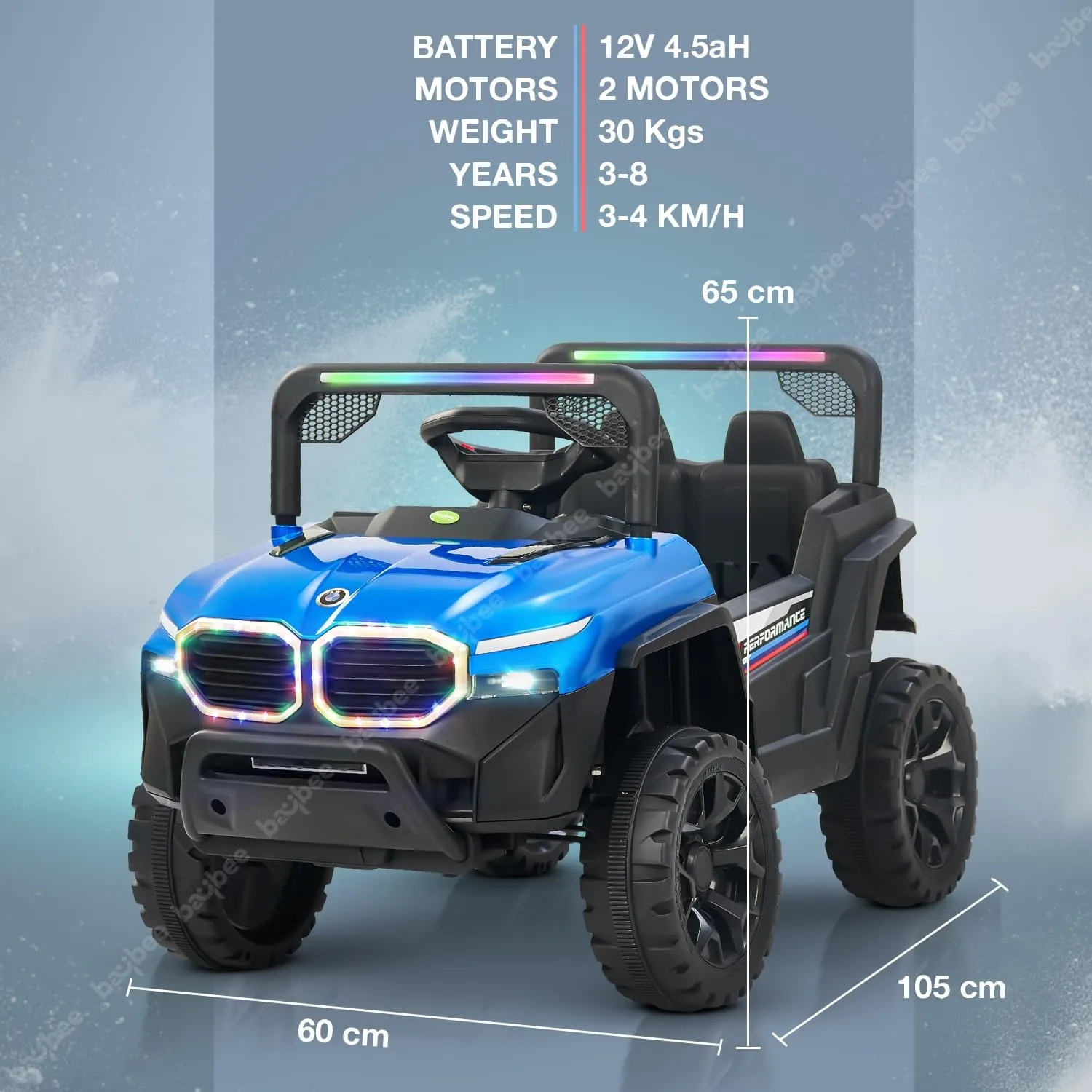 Baybee Alfton Battery Operated Jeep for Kids, Ride on Toy Kids Car with RGB Light & Music