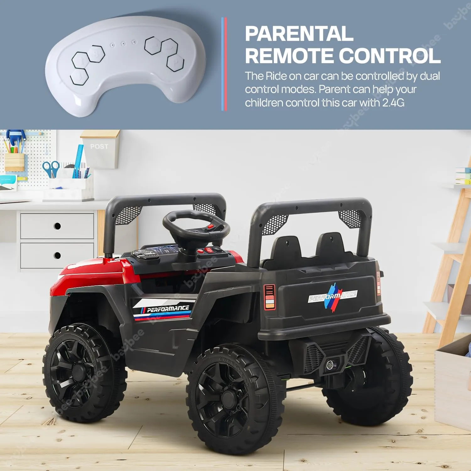 Baybee Alfton Battery Operated Jeep for Kids, Ride on Toy Kids Car with RGB Light & Music