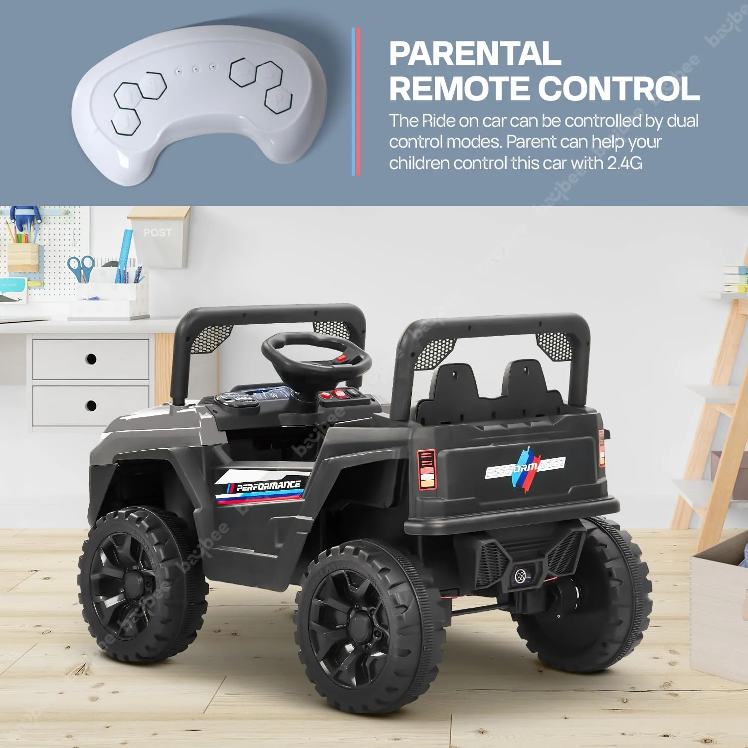 Baybee Alfton Battery Operated Jeep for Kids, Ride on Toy Kids Car with RGB Light & Music