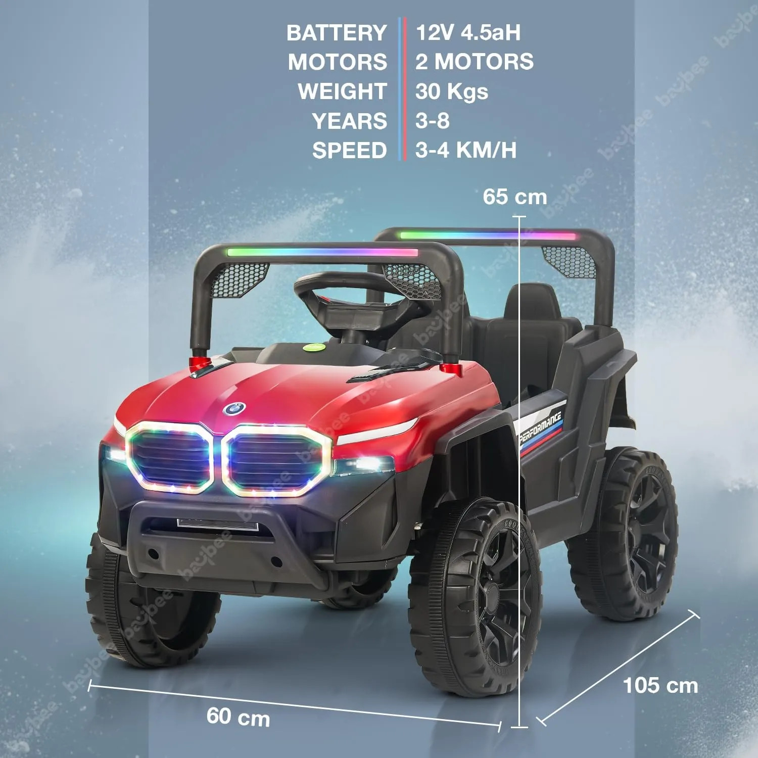 Baybee Alfton Battery Operated Jeep for Kids, Ride on Toy Kids Car with RGB Light & Music