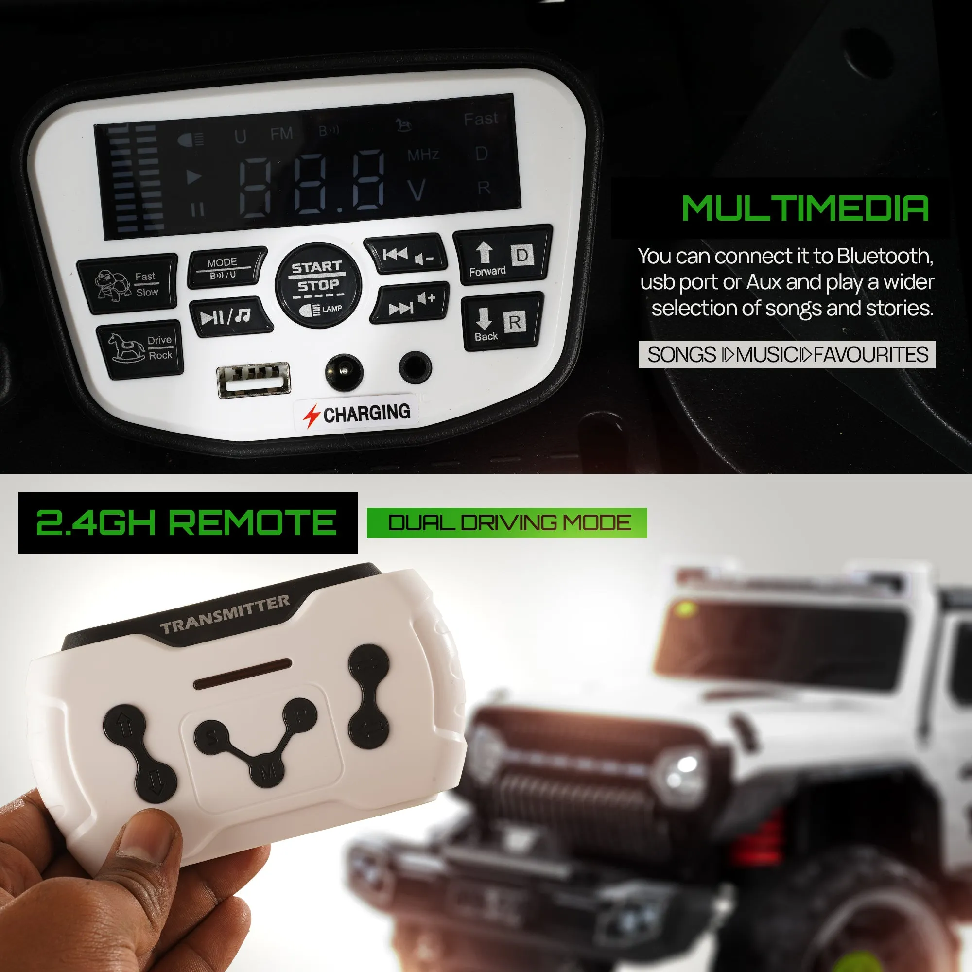 Baybee Hurricane Rechargeable Battery Operated Jeep for Kids Ride on Kids Car with Music & Light