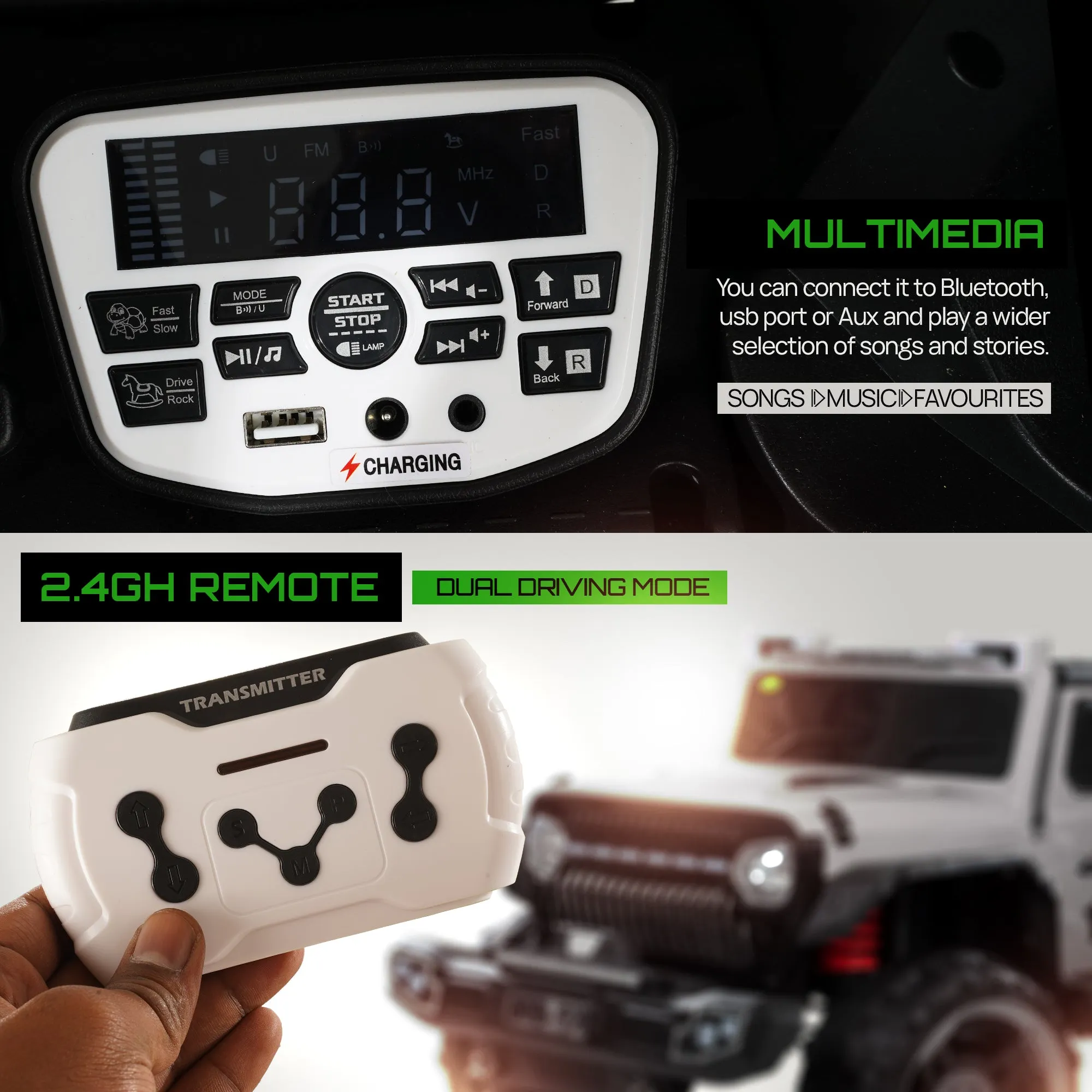 Baybee Hurricane Rechargeable Battery Operated Jeep for Kids Ride on Kids Car with Music & Light