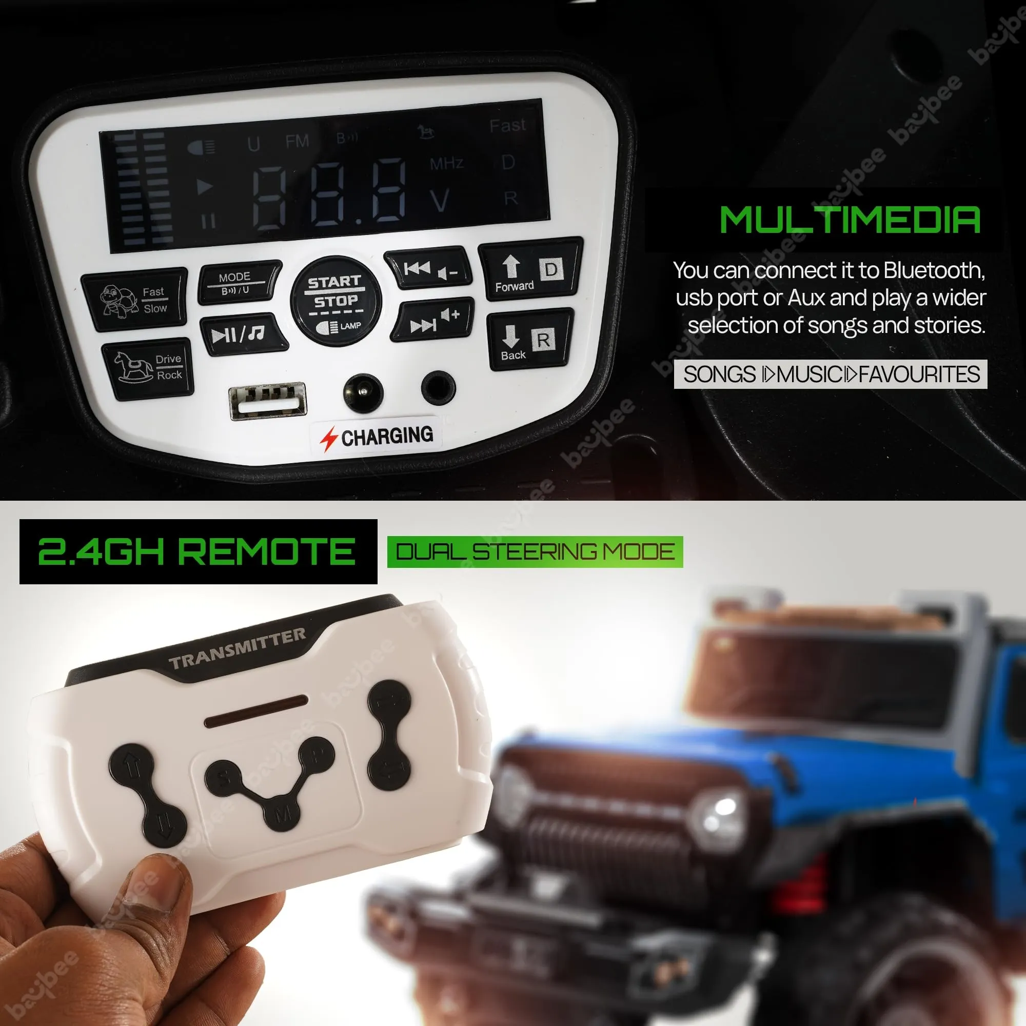 Baybee Hurricane Rechargeable Battery Operated Jeep for Kids Ride on Kids Car with Music & Light