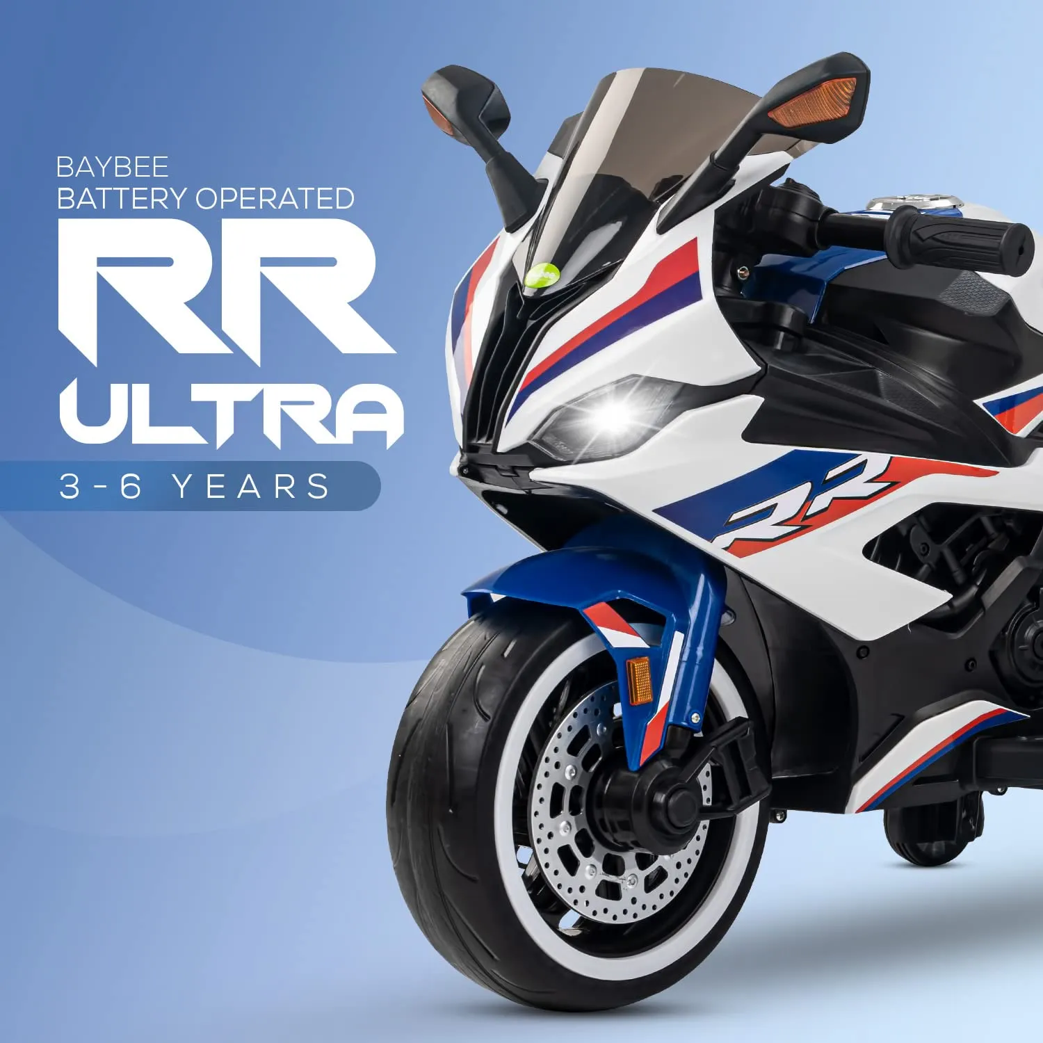 Baybee RR Ultra Battery Operated Ride on Electric Bike with Led Lights, Music & USB