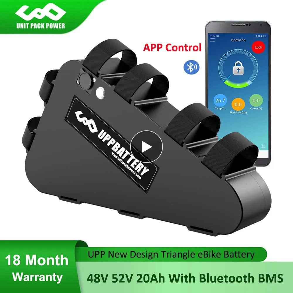Bluetooth Triangle Battery 48V 52V 20Ah With APP Control BMS for 1500W 1000W 750W 500W 350W Bafang TSDZ2 Motor Electric Bicycle