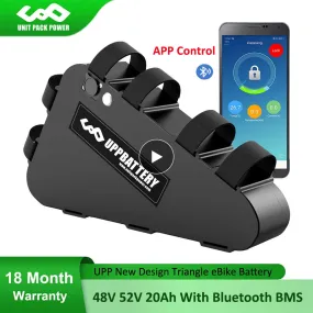 Bluetooth Triangle Battery 48V 52V 20Ah With APP Control BMS for 1500W 1000W 750W 500W 350W Bafang TSDZ2 Motor Electric Bicycle