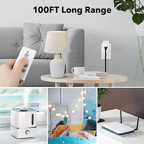 BN-LINK Wireless Remote Control Electrical Outlet Switch for Lights, Fans, Christmas Lights, Small Appliance, Long Range White 10A/1200W, 1 Remote   1 Outlet