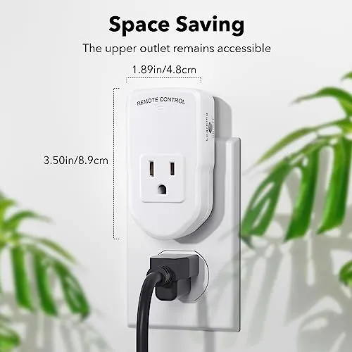 BN-LINK Wireless Remote Control Electrical Outlet Switch for Lights, Fans, Christmas Lights, Small Appliance, Long Range White 10A/1200W, 1 Remote   1 Outlet