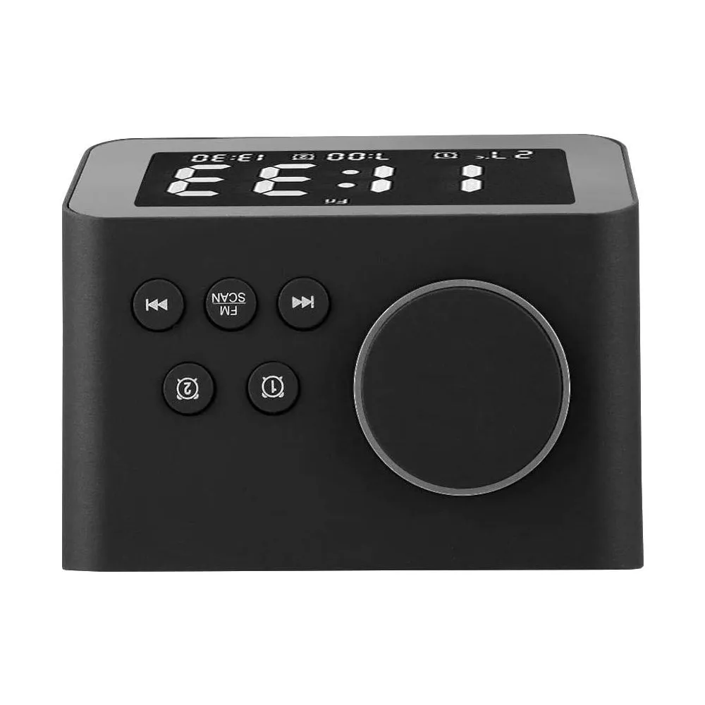 Brightness Adjustable LED Digital Alarm Clock Radio- USB Plugged in