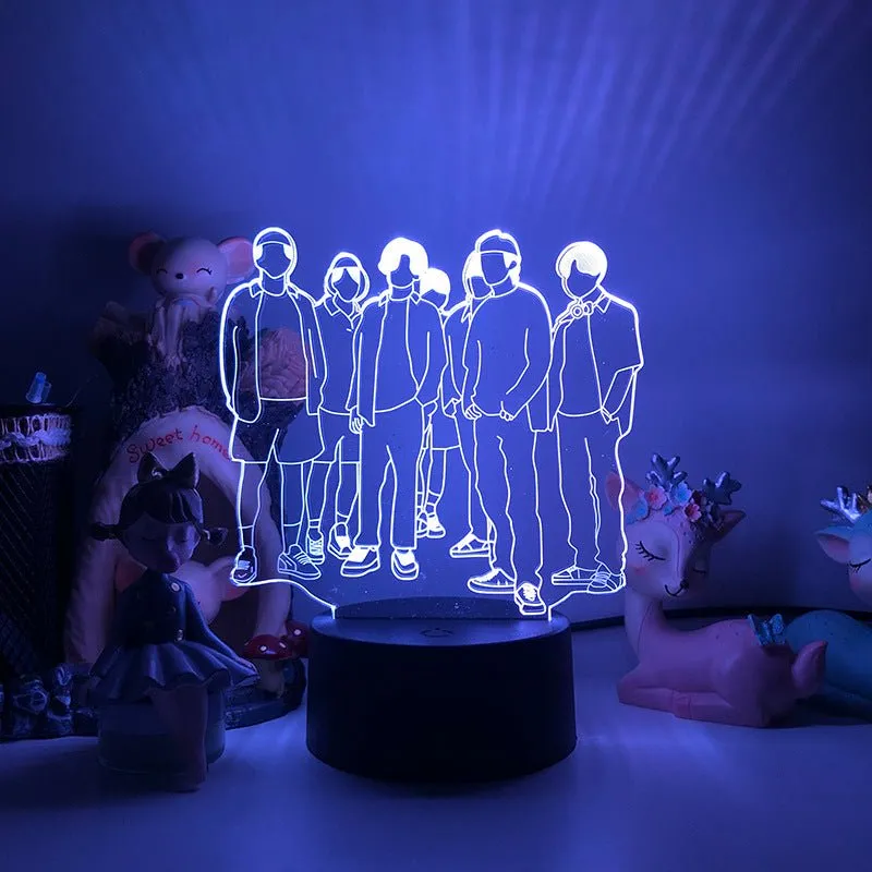 BTS Boy Band Music Group 3D LED Night Light Lamp