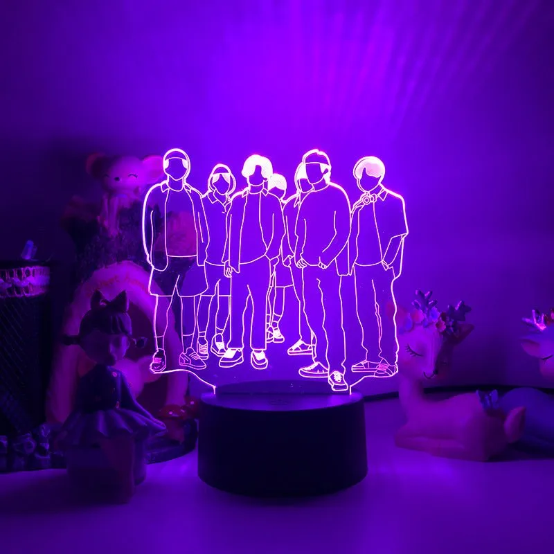 BTS Boy Band Music Group 3D LED Night Light Lamp